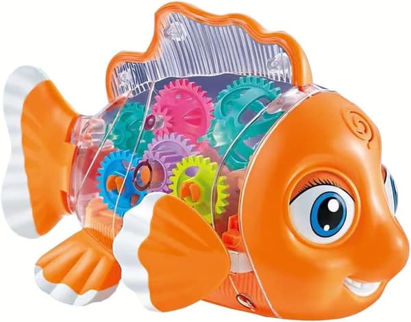 OBOSOE gear guldfisk bil legetøj elektronisk land svømning fisk legetøj guldfisk legetøj hjul bil legetøj med lys og musik-øjne, arme og hale kan bevæ