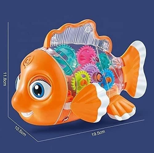 OBOSOE gear guldfisk bil legetøj elektronisk land svømning fisk legetøj guldfisk legetøj hjul bil legetøj med lys og musik-øjne, arme og hale kan bevæ