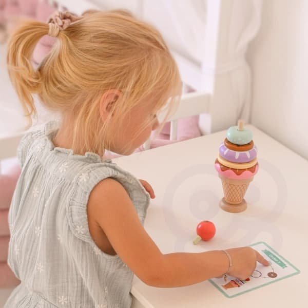 Puinen jäätelö Montessori-palapeli, makeiset, 12 kpl. Lumarko!