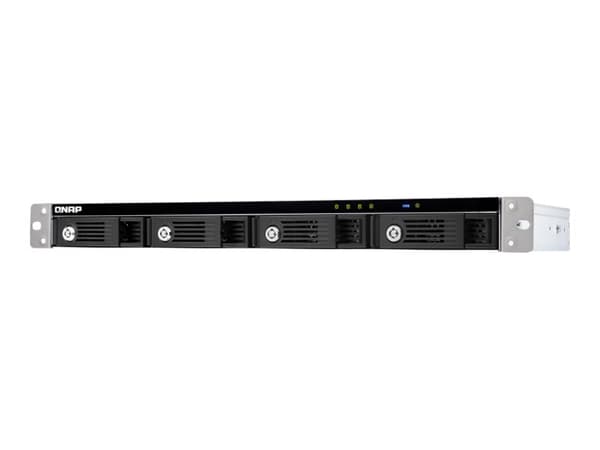 QNAP TR-004U - Harddiskarray - 4 brønner (SATA-300) - USB 3.1 Gen 1 (ekstern) - kan monteres i rack - 1U Sort, Grå