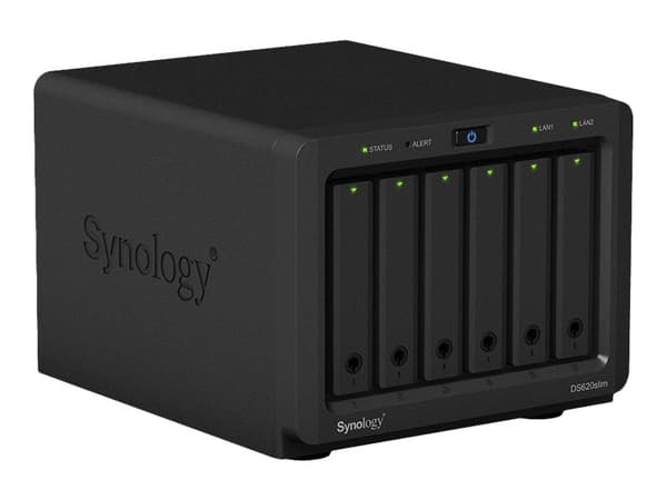 Synology Disk Station DS620slim - NAS-server - 6 fack - SATA 6Gb/s - RAID RAID 0, 1, 5, 6, 10, JBOD - RAM 2 GB - Gigabit Ethernet - iSCSI support