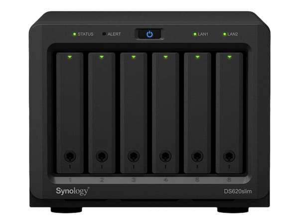 Synology Disk Station DS620slim - NAS-server - 6 fack - SATA 6Gb/s - RAID RAID 0, 1, 5, 6, 10, JBOD - RAM 2 GB - Gigabit Ethernet - iSCSI support
