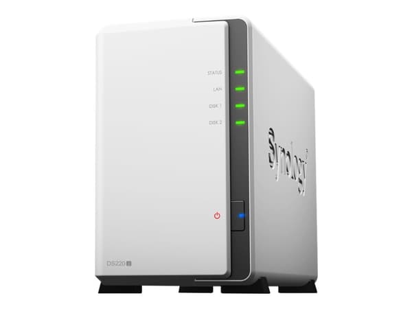 Synology Disk Station DS220j - NAS-server - 2 brønner - SATA 6Gb/s - RAID RAID 0, 1, JBOD - RAM 512 MB - Gigabit Ethernet - iSCSI støtte Hvit