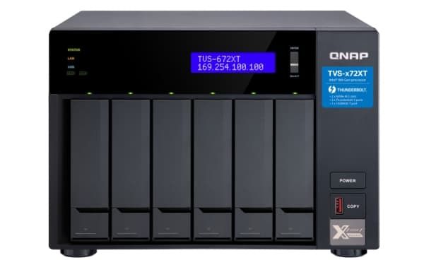 QNAP TVS-672XT - NAS-server - 6 fack - SATA 6Gb/s - RAID RAID 0, 1, 5, 6, 10, 50, JBOD - RAM 8 GB - Gigabit Ethernet / 10 Gigabit Ethernet / Thunderb