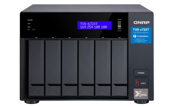 QNAP TVS-672XT - NAS-server - 6 fack - SATA 6Gb/s - RAID RAID 0, 1, 5, 6, 10, 50, JBOD - RAM 8 GB - Gigabit Ethernet / 10 Gigabit Ethernet / Thunderb