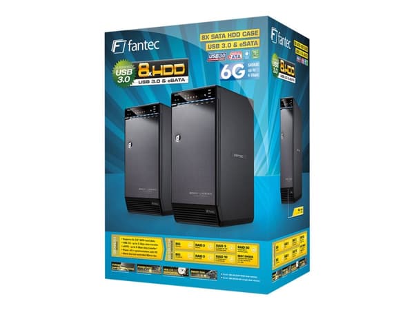 FANTEC QB-X8US3-6G - Harddiskarray - 0 GB - 8 brønner (SATA-600) - SATA 3Gb/s, USB 3.0 (ekstern)