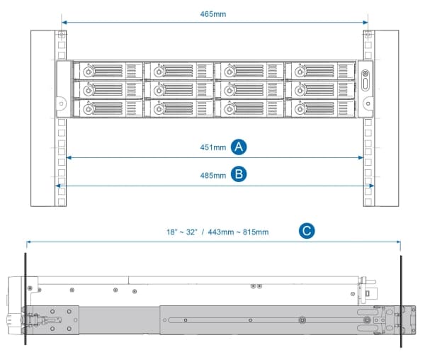 QNAP RAIL-B02 - Tannstangsett - for QNAP QGD-1600