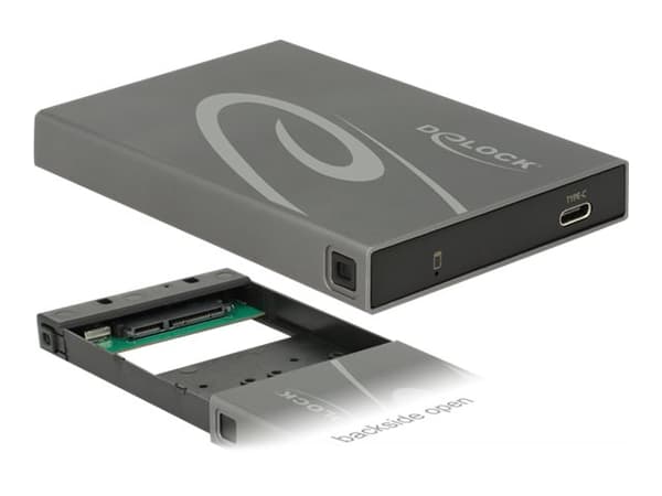 DeLOCK - Lagringskontroll - 2,5" - SATA 6Gb/s - USB-C - svart Sort