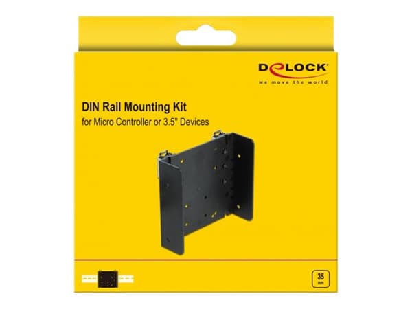 Delock DIN rail Mounting Kit for Micro Controller or 3.5" Devices - DIN-skinnemonteringssett - svart