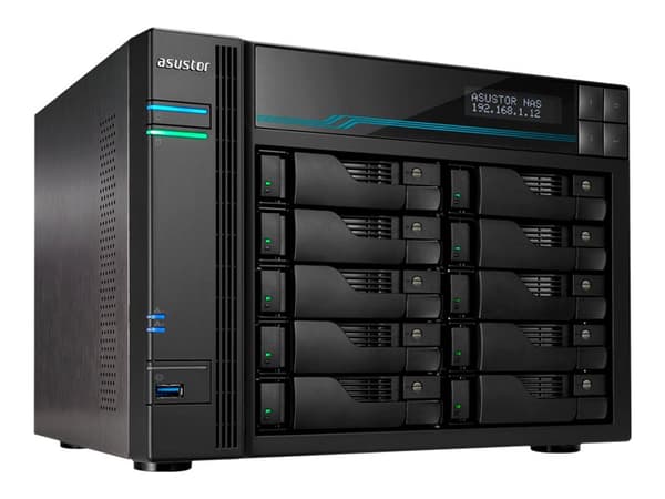 Asustor Lockerstor 10 AS6510T, NAS, Tower, Intel Atom®, C3538, Musta musta