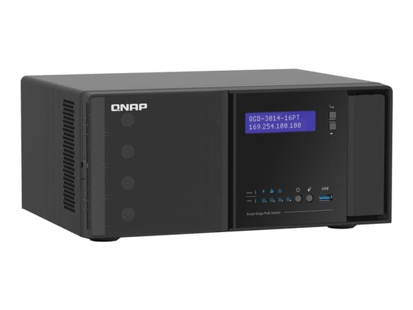 QNAP QGD-3014-16PT - Switch - smart - 16 x 10/100/1000 (PoE+) + 2 x kombo-Gigabit SFP - stasjonær - PoE+ (140 W)