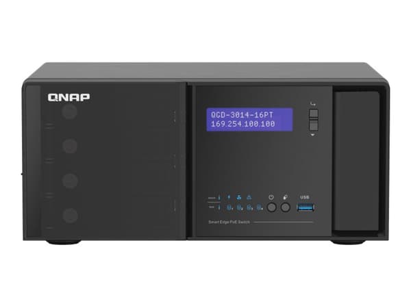 QNAP QGD-3014-16PT - Switch - smart - 16 x 10/100/1000 (PoE+) + 2 x kombo-Gigabit SFP - stasjonær - PoE+ (140 W)