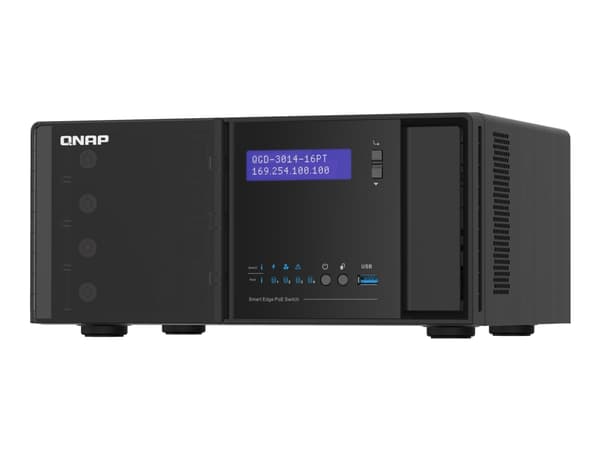 QNAP QGD-3014-16PT - Switch - smart - 16 x 10/100/1000 (PoE+) + 2 x kombo-Gigabit SFP - stasjonær - PoE+ (140 W)