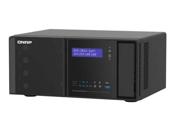 QNAP QGD-3014-16PT-8G, Hallittu, Gigabit Ethernet (10/100/1000), Täysin kaksipuolinen, Power over Ethernet -tuki, Telineasennus musta