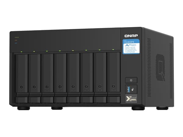 QNAP TS-832PX-4G - NAS-server - 8 brønner - SATA 6Gb/s - RAID RAID 0, 1, 5, 6, 10, 50, JBOD, 60 - RAM 4 GB - Gigabit Ethernet / 2.5 Gigabit Ethernet Aluminium, Sort