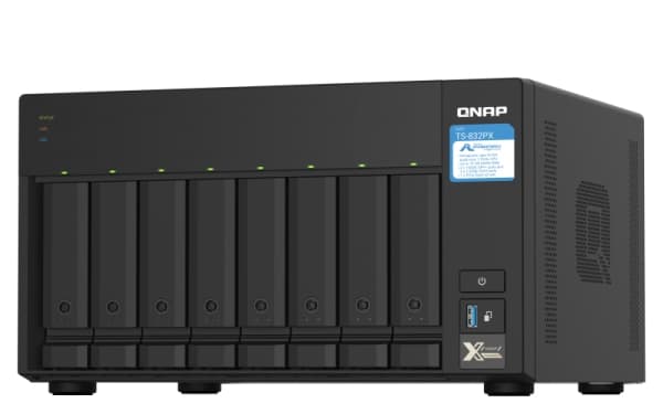 QNAP TS-832PX, NAS, Tower, Annapurna Labs, Alpine AL-324, 32 TB, Svart