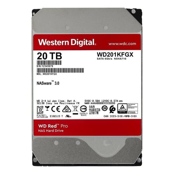 Western Digital 20TB WD Red Pro NAS 7200RPM 512MB - WD201KFGX