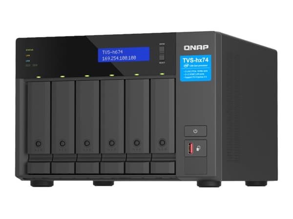 QNAP TVS-H674 - NAS-server - 6 fack - SATA 6Gb/s - RAID RAID 0, 1, 5, 6, 10, 50, JBOD, RAID TP, TM - RAM 16 GB - Gigabit Ethernet / 2.5 Gigabit Ether