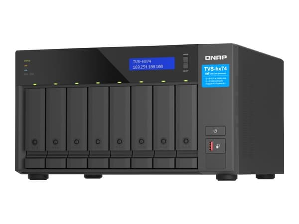 QNAP TVS-H874 - NAS-server - 8 fack - SATA 6Gb/s - RAID RAID 0, 1, 5, 6, 10, 50, JBOD, 60, RAID TP - RAM 32 GB - Gigabit Ethernet / 2.5 Gigabit Ether Svart