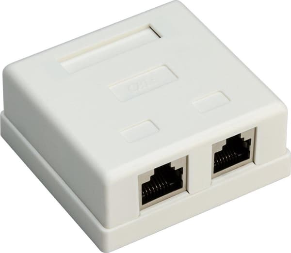 Goobay CAT6 Gigabit netværksudgangsboks/monteringsboks med 2 RJ45-porte - skærmet / hvid