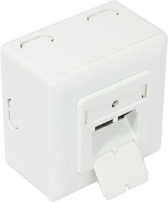 Netværksstik Kat. 6, 2xRJ45, skærmet, universal inkl. overflademonteret hus, DESIGNABLE, lodret kabelindføring, signalhvid RAL9003, gode forbindelser Hvid