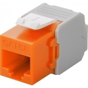 Wentronic Goobay CAT 6a KeyStone RJ45 Jack, suojaamaton, 500MHz, oranssinvalkoinen (90690)