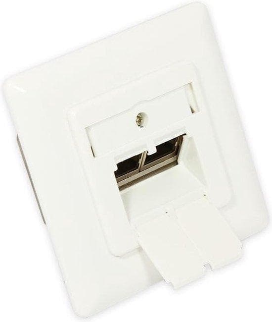 Verkkopistoke Cat. 6A, 2xRJ45, suojattu, YLÖS, SUUNNITTAVA, pystysuora kaapeliläpivienti, helmenvalkoinen RAL1013, Hyvät liitännät (GC-N0021) Valkoinen