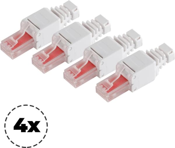 S/CONN maksimal tilslutning SET - netværksstik, kat. 6 værktøjsløse RJ45-stik med anti-knæk beskyttelse, uskærmet - 4 stykker (75011-4)