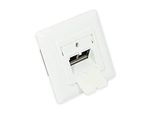 RJ45 fatning 2x RJ45 Cat6 skærmet planmonteret signal hvid Hvid