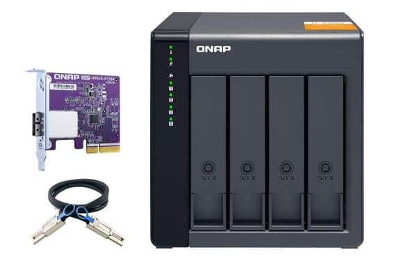 QNAP TL-D400S tallennusasemakotelo 2,5/3,5 tuuman HDD/SSD-kotelo Musta, harmaa