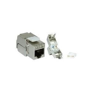 LogiLink Keystone Module Cat.6A, klasse EA, skærmet, grå lille, kompakt design, værktøjsfri samling, RJ45 kobling - 1 stk (NK4003) Sølv