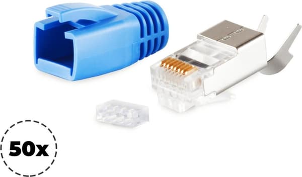 S/CONN maksimale tilslutningsmuligheder netværksmodulært stik RJ45 SET til installationskabler op til AWG 23, stik med trækaflastning, indføringshjælp