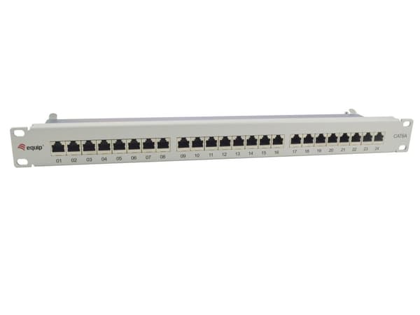 Udstyr 326525 24-PORTS CAT.6A SKÆRMET PATCH PANEL, LYS GRÅ Grå