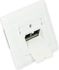 Pikkukuva 1 / 4: Hyvät yhteydet Premium CAT6a Gigabit verkkoseinäpistorasia kannella ja 2 RJ45-portilla - suojattu / valkoinen