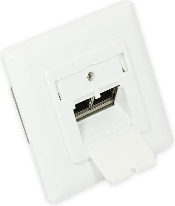 Gode forbindelser Premium CAT6a Gigabit netværksvægstik med dæksel og 2 RJ45-porte - skærmet / hvid Hvid