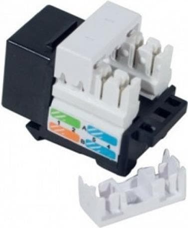 Liitäntäpistoke RJ45, Cat 5e, lyhyt Keystone-muoto, musta Asennetaan moduulitelineisiin, datapistorasioihin tai IP 44 pinta-asennettavaan koteloon (27