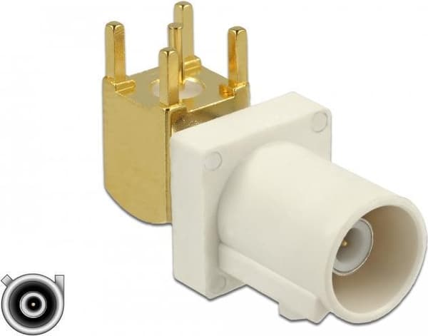 DeLOCK FAKRA B stik 90° PCB - isolering: PTFE - 21,3 x 11,5 mm - cremehvid (89773)