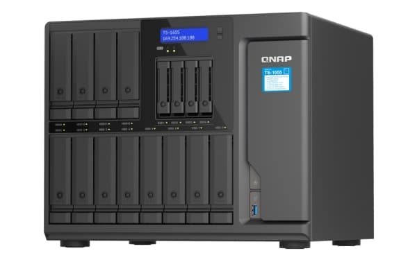 QNAP TS-1655 - NAS-server - 16 brønner - SATA 6Gb/s - RAID RAID 0, 1, 5, 6, 10, 50, JBOD, 60 - RAM 8 GB - 2.5 Gigabit Ethernet - iSCSI støtte