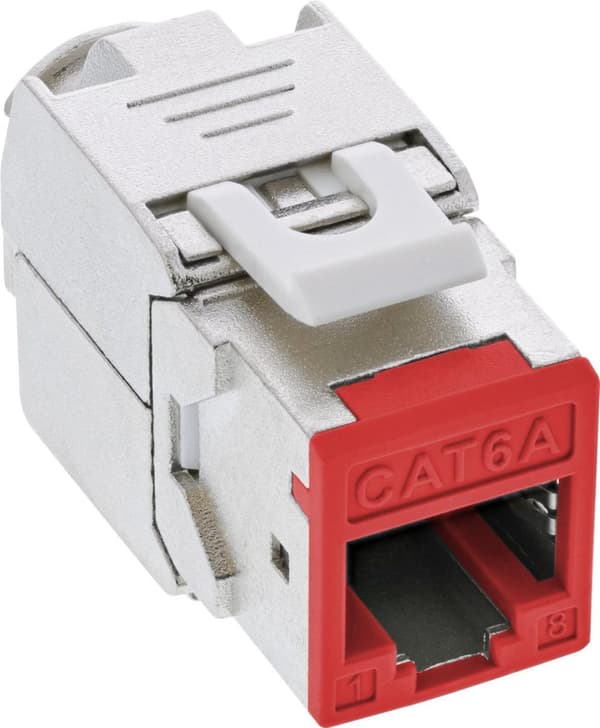 8 kpl Keystone RJ45 -kanta suojattu Cat.6A punainen pakkaus (76207R)