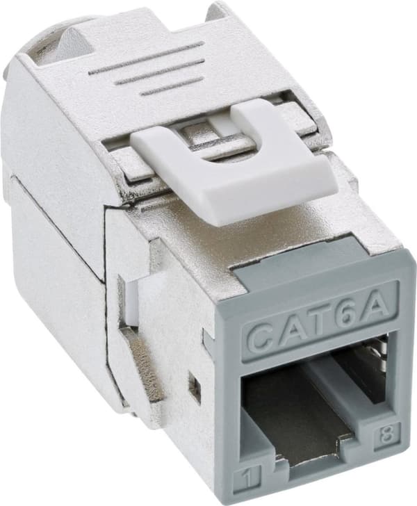 8 kpl InLine® Keystone RJ45 -liitin, suojattu, Cat.6A, harmaa (76207)