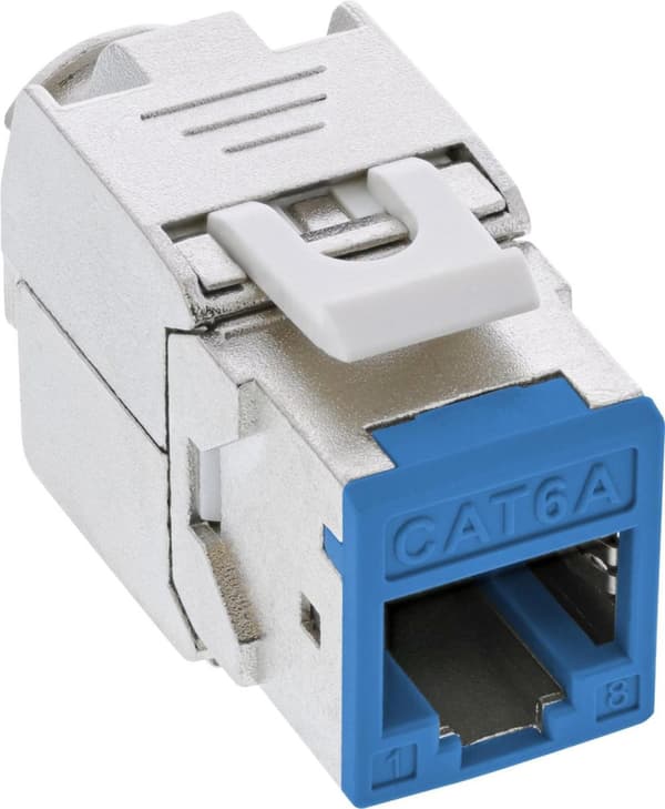 Pakke med 8 Keystone RJ45 fatning skærmet Cat.6A blå (76207B)