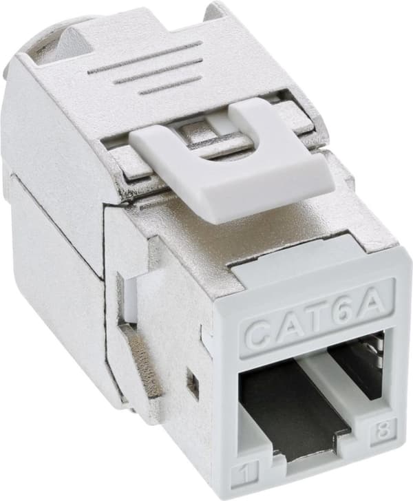 8 kpl Keystone RJ45 -kanta suojattu Cat.6A valkoinen pakkaus (76207W)