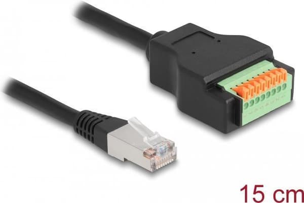 Delock RJ45 kabel Cat.5e han til klemrække adapter med trykknap 15 cm (66063)