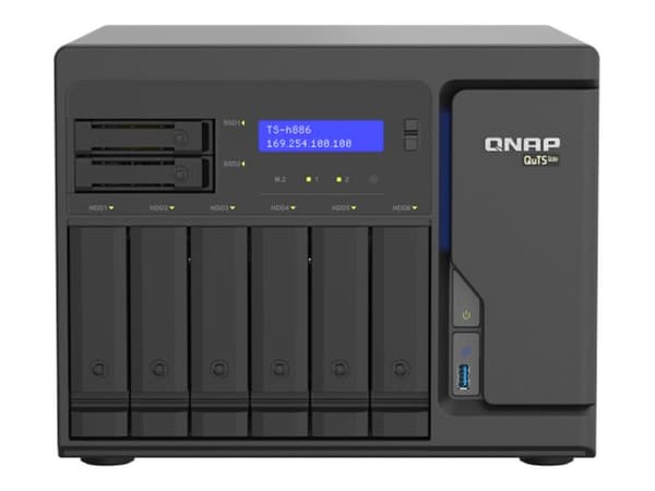QNAP TS-h886 - NAS-server - 8 fack - SATA 6Gb/s - RAID RAID 0, 1, 5, 6, 10, 50, JBOD, 60, RAID TP, TM - RAM 8 GB - 2.5 Gigabit Ethernet - iSCSI suppo