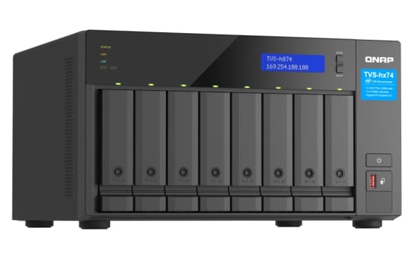 QNAP TVS-H874 - NAS-server - 8 fack - SATA 6Gb/s - RAID RAID 0, 1, 5, 6, 10, 50, JBOD, 60, RAID TP, TM - RAM 32 GB - 2.5 Gigabit Ethernet - iSCSI sup