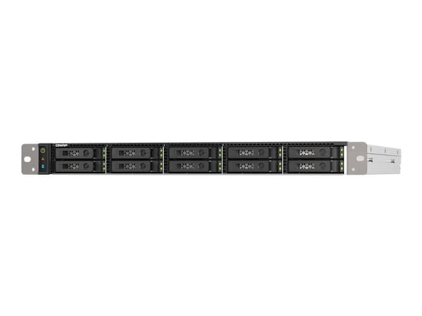 QNAP TS-h1090FU - NAS-server - 10 fack - kan monteras i rack - SATA 6Gb/s / PCIe (NVMe) / U.2 - RAID RAID 0, 1, 5, 6, 10, 50, JBOD, 60 - RAM 128 GB - Svart, Grå