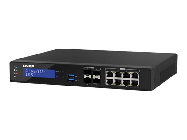 QNAP QuCPE-3034 - Virtualiseringsapparat - 10GbE, 2.5GbE - molnhanterad - kan monteras i rack Svart