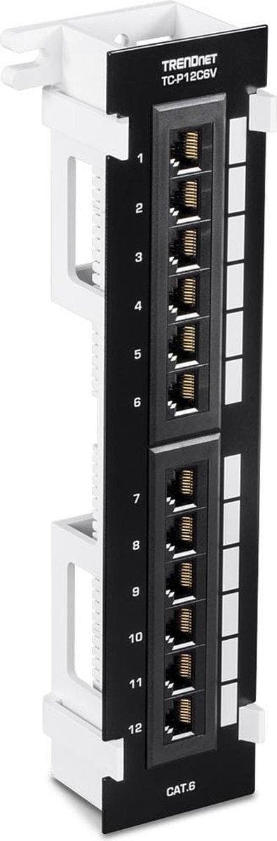 TRENDnet TC-P12C6V - Patch Panel - velegnet til vægmontering - CAT 6 - UTP - RJ-45 X 12 Sort