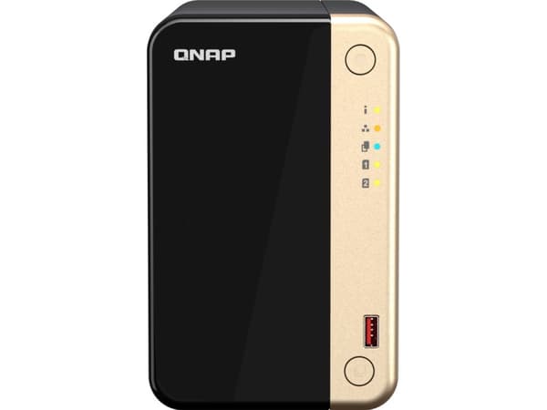 QNAP TS-264, NAS, Tower, Intel® Celeron®, N5095, 8 GB, 0 TB Sort, Gull