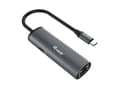 Miniatyrbild 1 av 5: Utrusta USB-C till RJ45 Gigabit nätverk + PD-adapter - USB Typ-C - RJ-45 - USB 3.2 Gen 1 (3.1 Gen 1) Typ-C - 1000 Mbps - Svart - Grå - Aluminium - 100